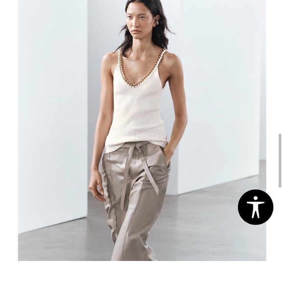 Zara Elegant Cream Chain Strap Top - Picture 7 of 12